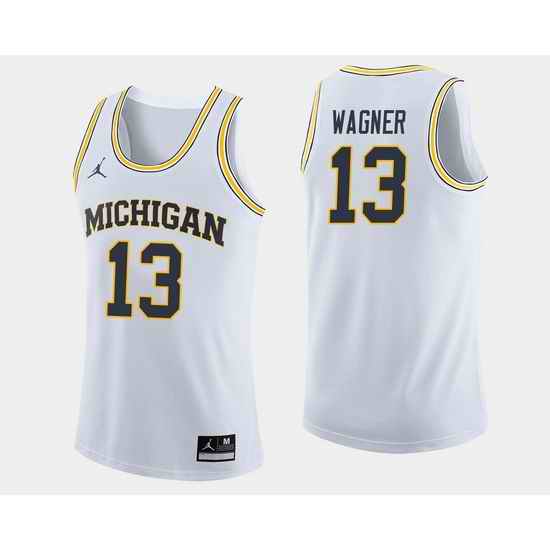 Men Michigan Wolverines Moritz Wagner White College Basketball Jersey